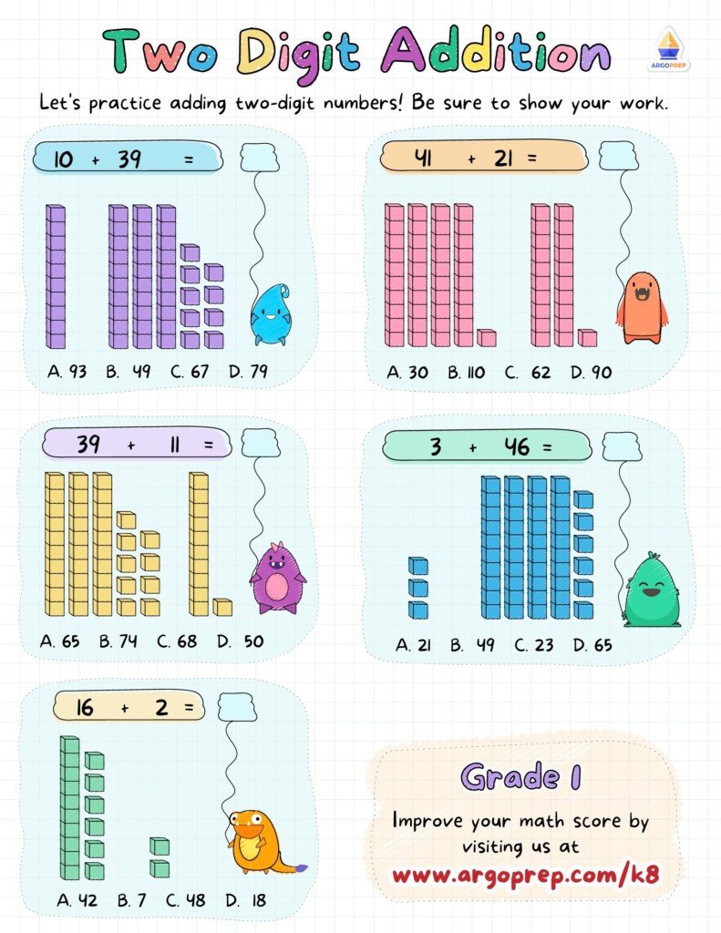 1st Grade Adding Base Ten Blocks Worksheets For Free ArgoPrep