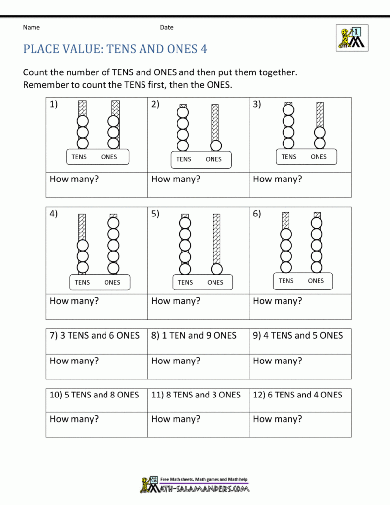 1st Grade Place Value Worksheets 2 Digit Numbers