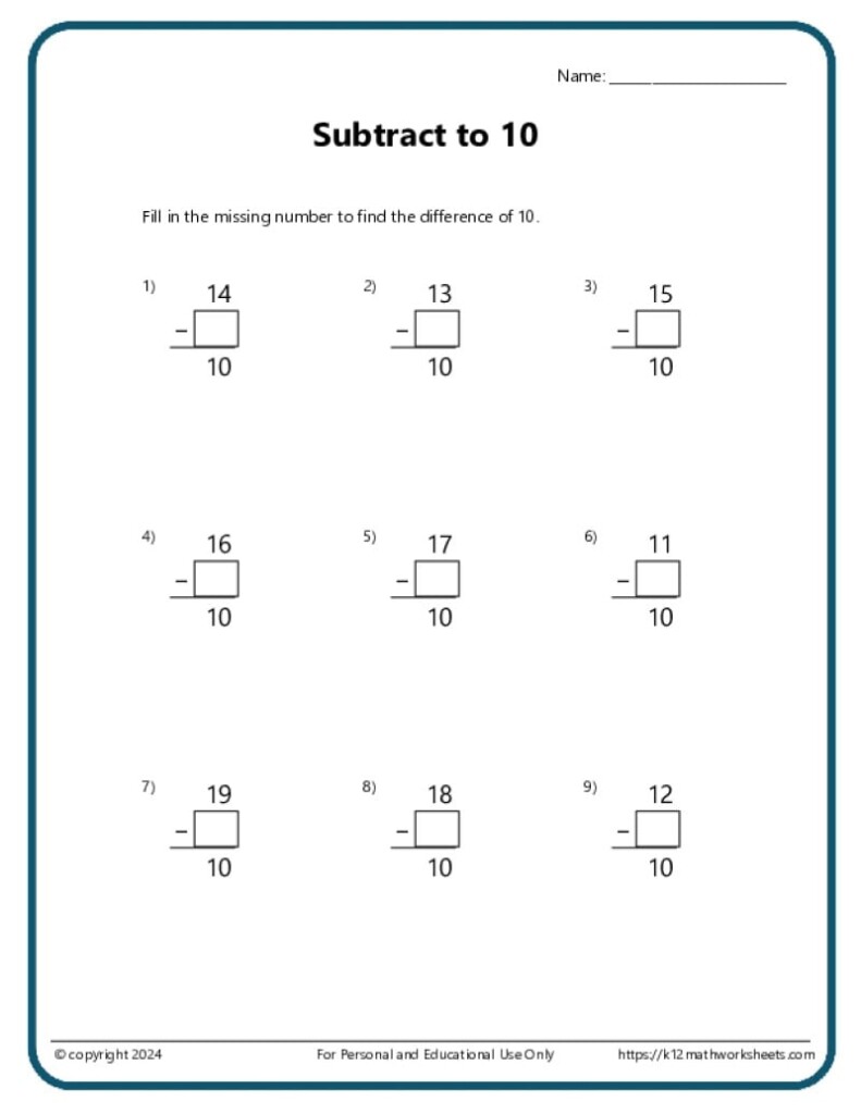 2nd Grade Subtraction Worksheets