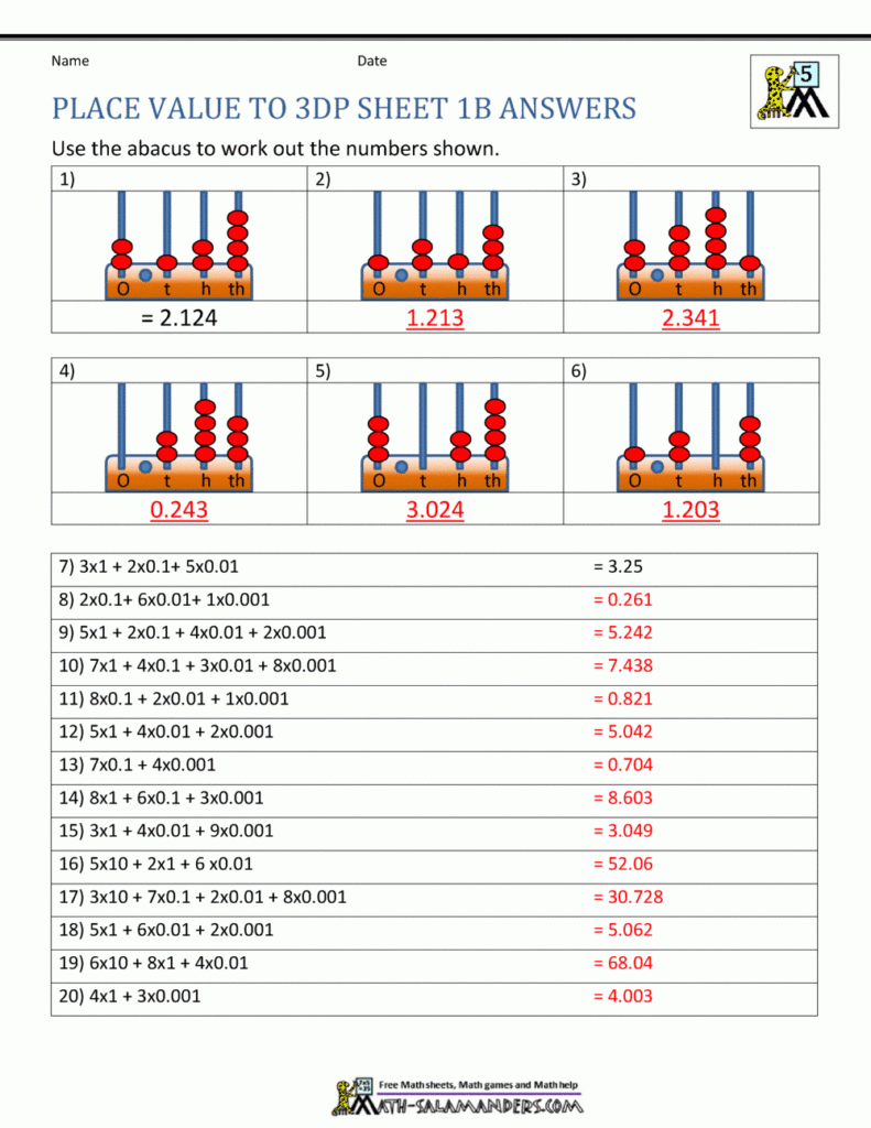 5th Grade Place Value Worksheets