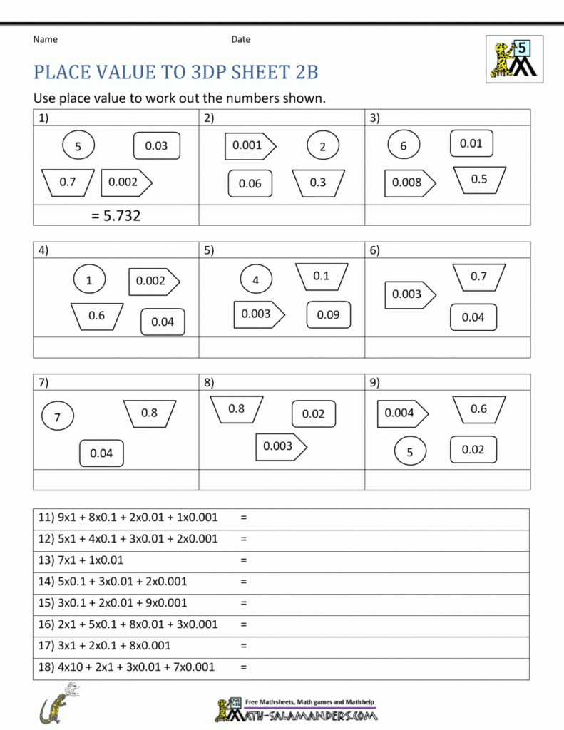 5th Grade Place Value Worksheets