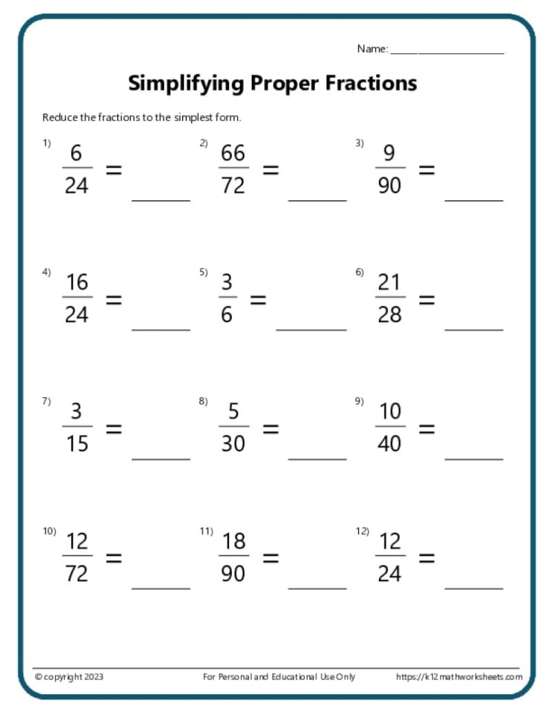 Fractions Worksheets K12 Math Worksheets