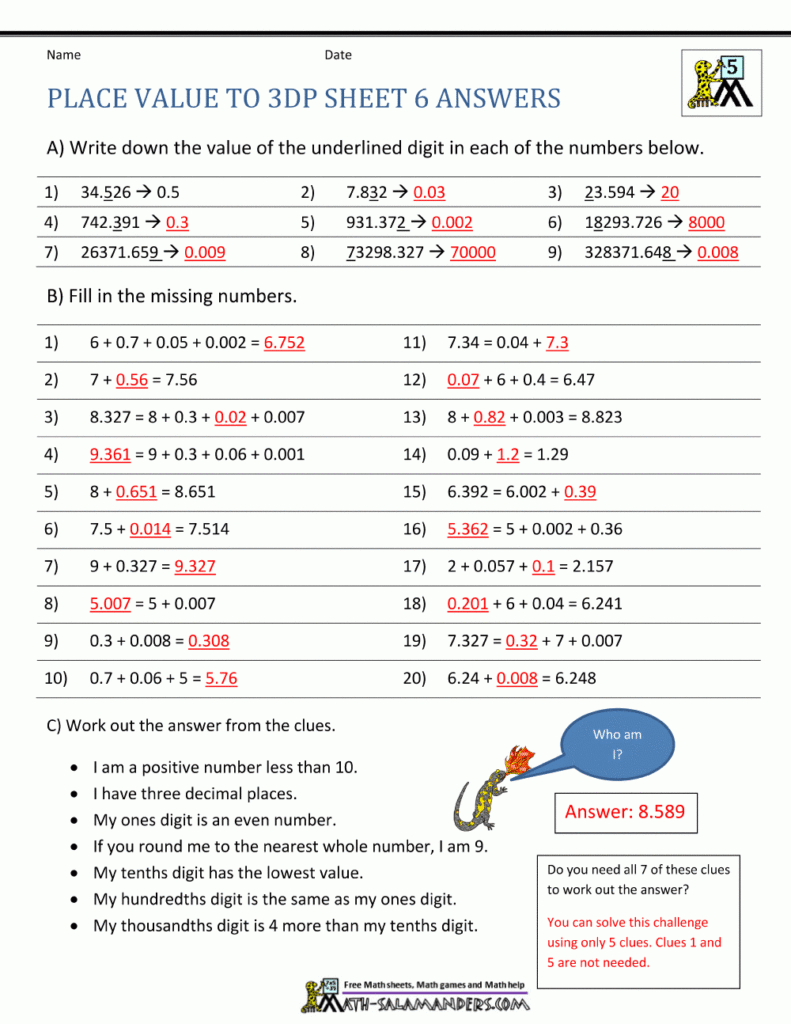 Free online math worksheets place value tenths 5 gif 1 000 1 294 Pixels