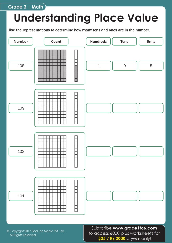 Hundreds Tens Ones Place Value Worksheet