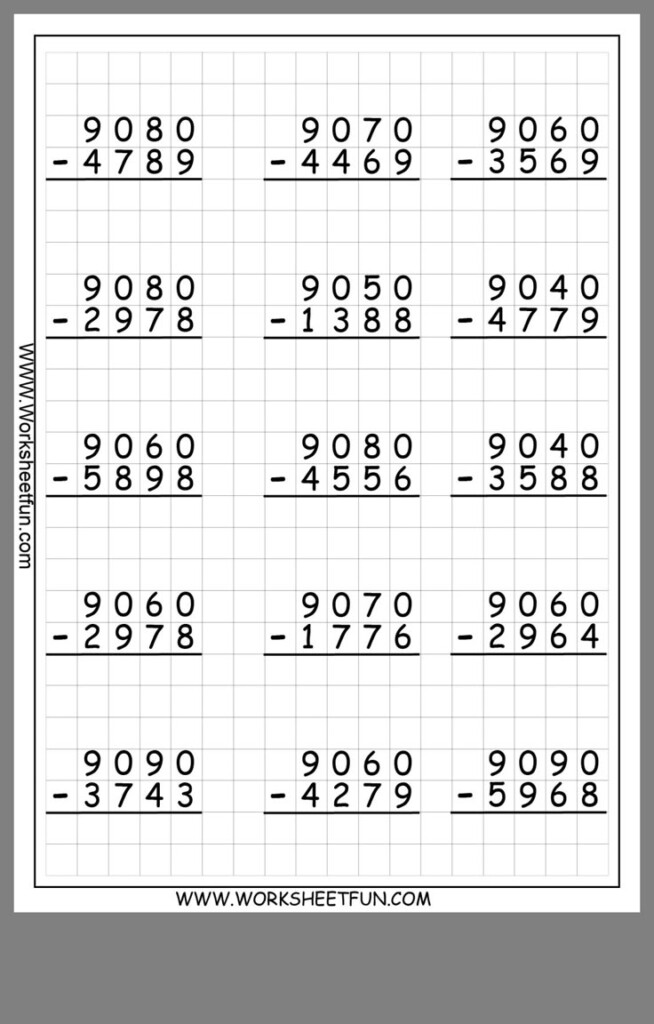 Math Worksheet Addition To Subtraction With Numbers And Place Value