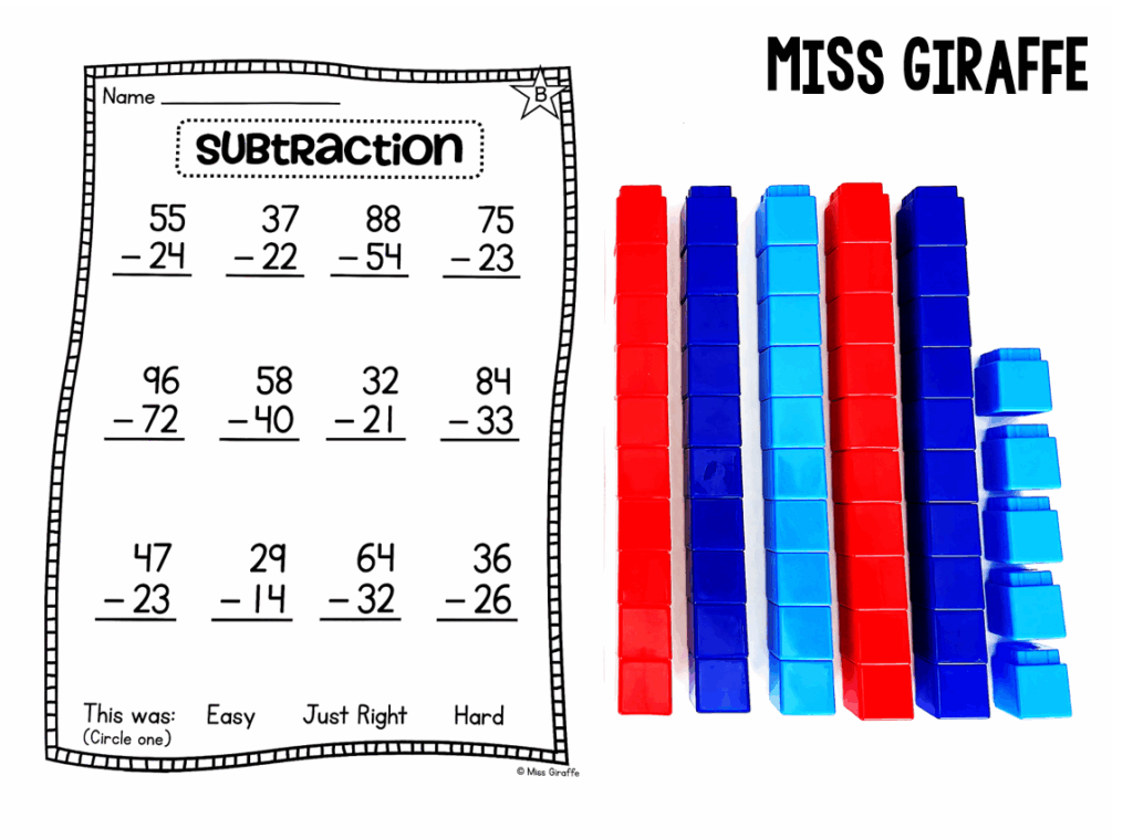 Miss Giraffe s Class 2 Digit Addition And Subtraction Without Regrouping