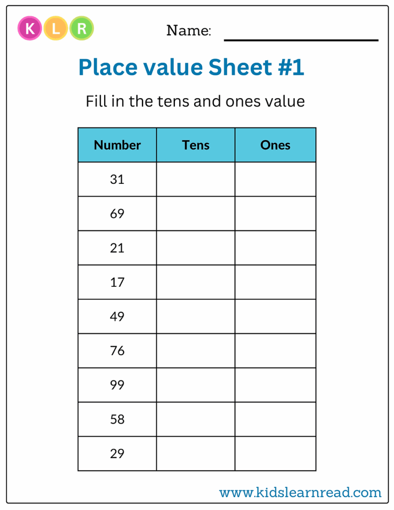 Place Value Of 2 digit Numbers Set Of 11 Worksheets KidsLearnRead