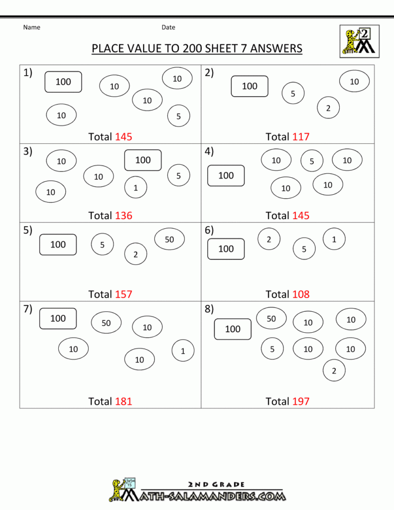 Place Value Worksheet Numbers To 200