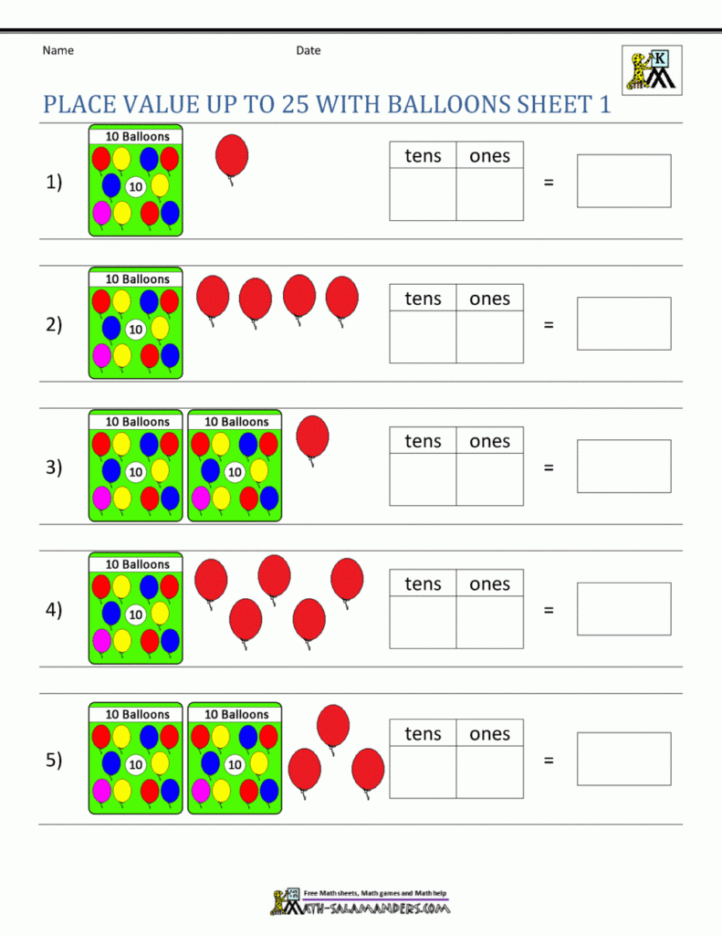 Place Value Worksheets For Kindergarten