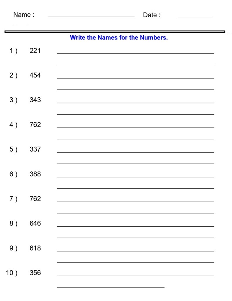 Place Value Worksheets Word Names For Numbers Worksheets 3 Digits 4 Digits Made By Teachers