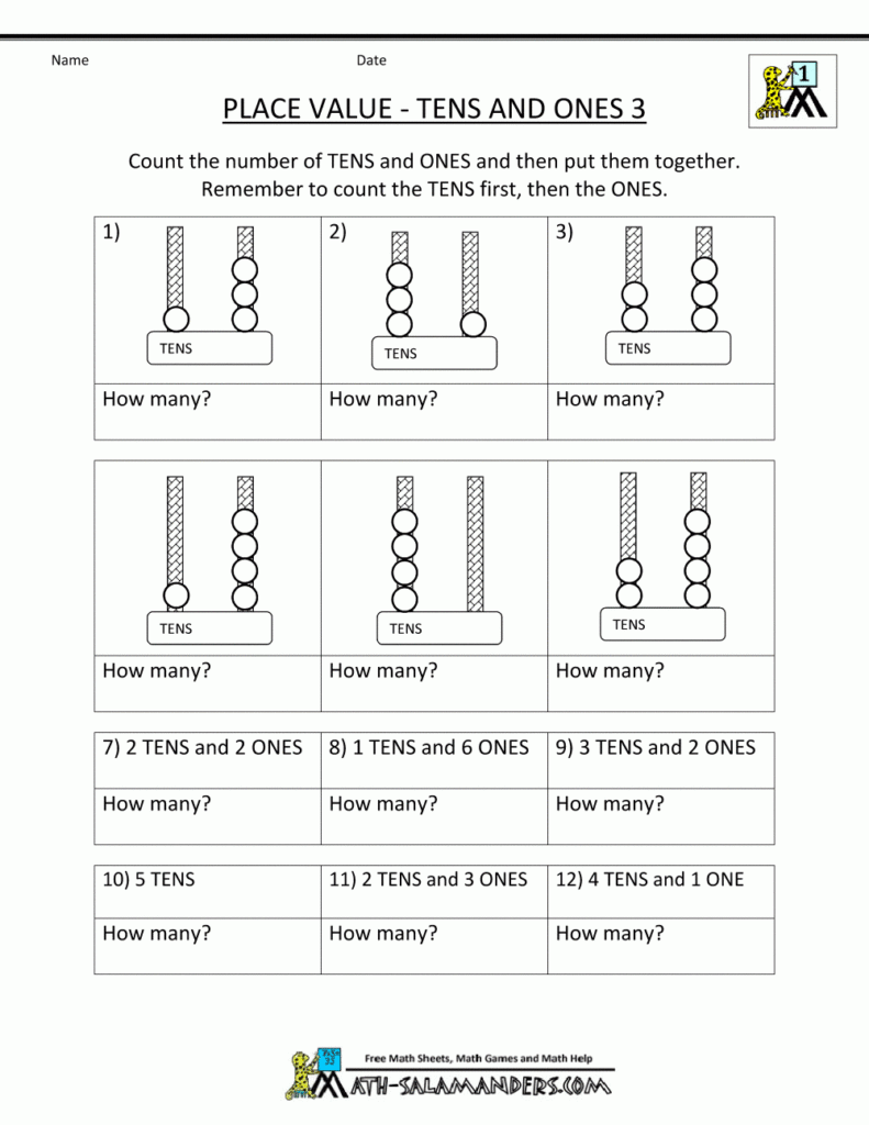 1st Grade Place Value Worksheets 2 Digit Numbers