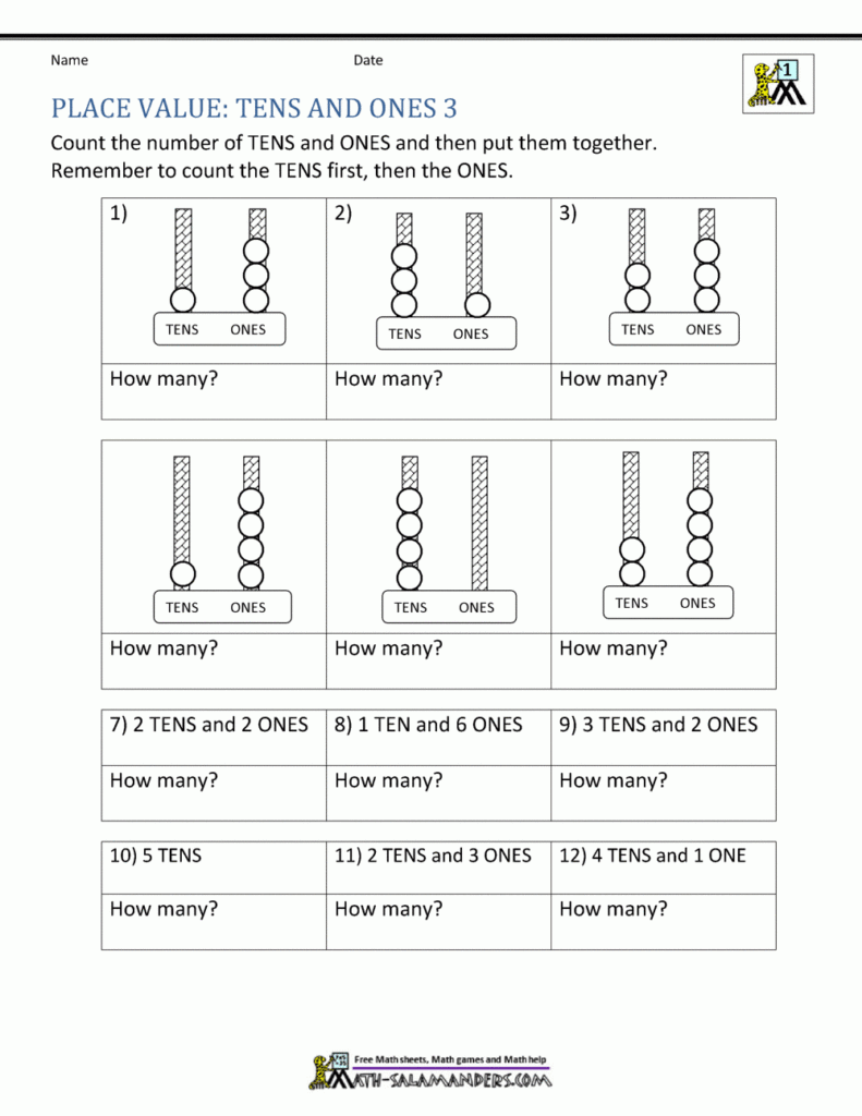 1st Grade Place Value Worksheets 2 Digit Numbers