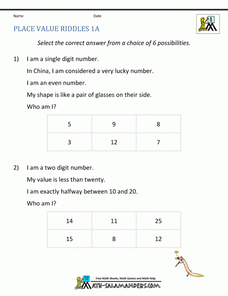 1st Grade Place Value Worksheets 2 Digit Numbers