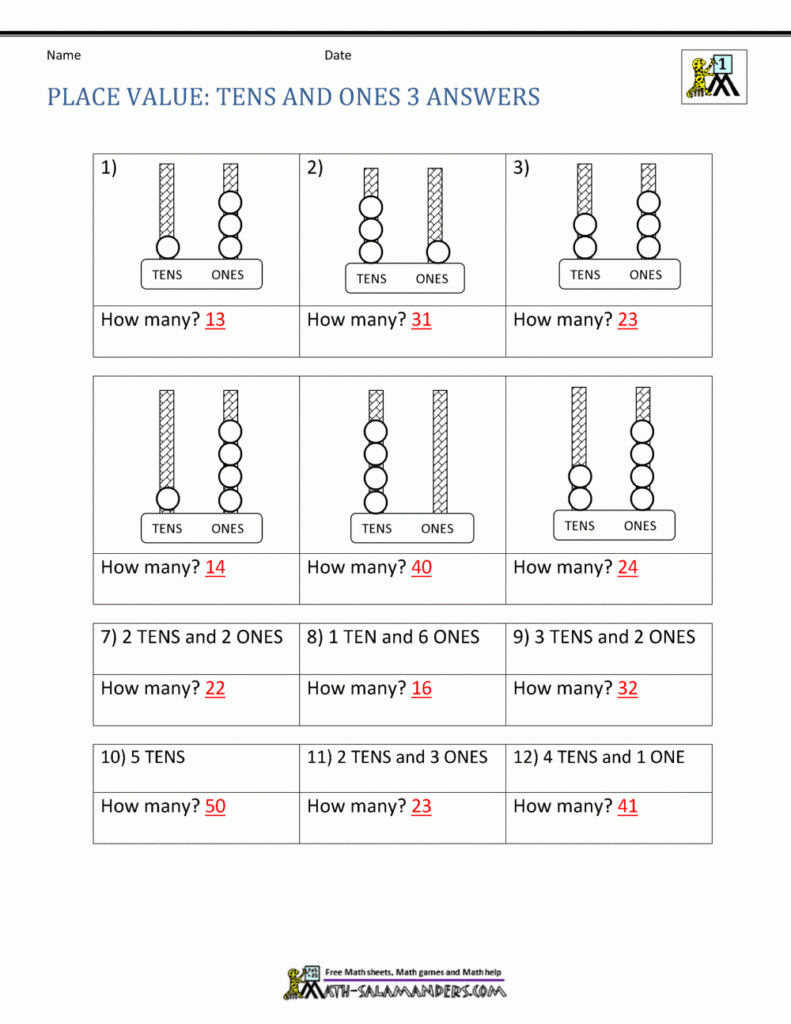 1st Grade Place Value Worksheets 2 Digit Numbers