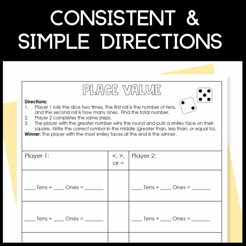 2nd Grade Place Value Activity Dice Partner Game Classful