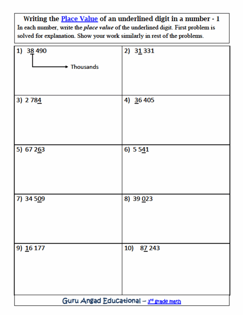 3RD GRADE MATH WRITING PLACE VALUE OF AN UNDERLINED DIGIT IN A NUMBER Steemit