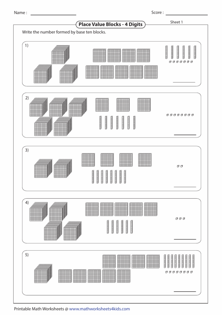 4 digits Place Value Block Worksheet With Answer Key Download Printable PDF Templateroller