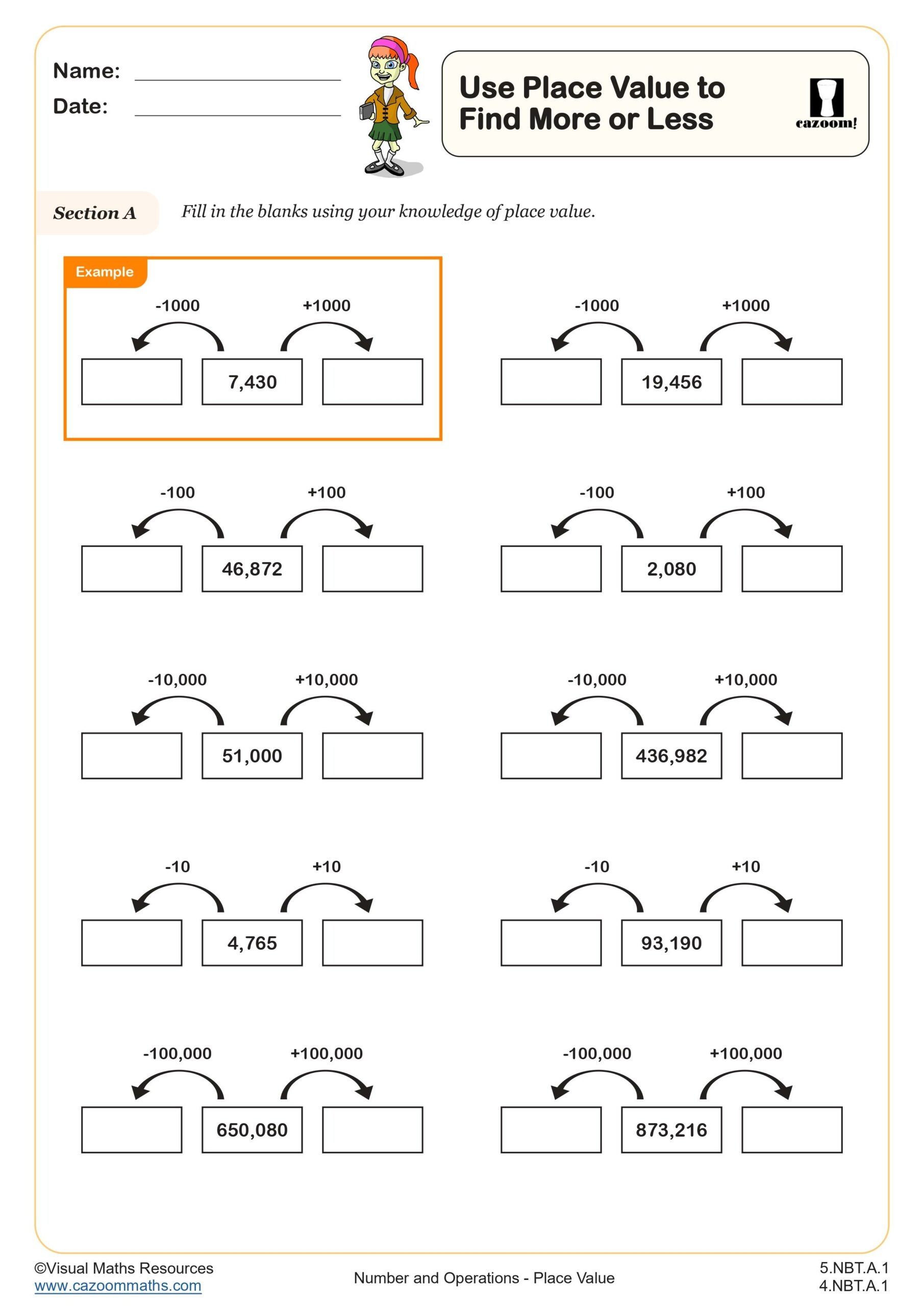 4 NBT A 1 Worksheets Printable 4th Grade Math Worksheets Cazoom Math