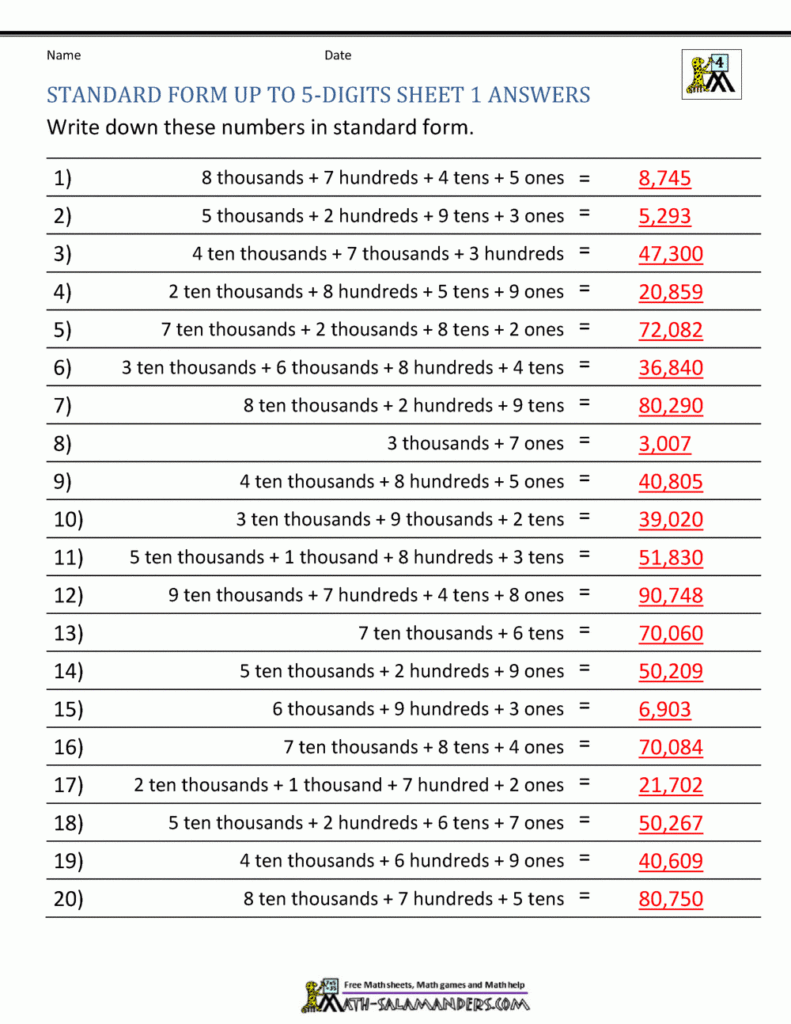 4th Grade Place Value Worksheets