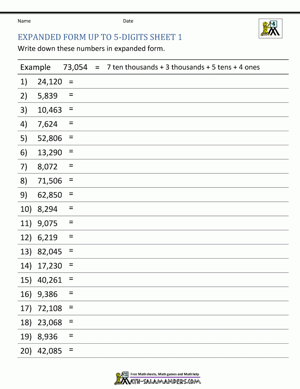 4th Grade Place Value Worksheets