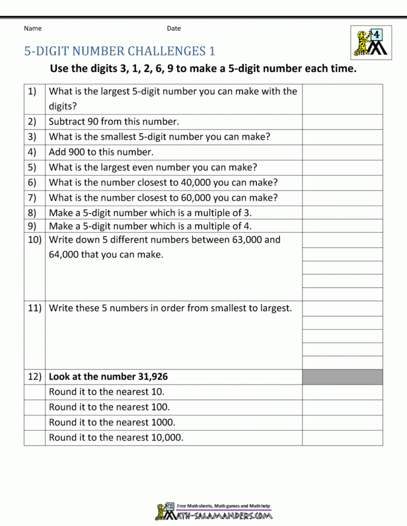4th Grade Place Value Worksheets