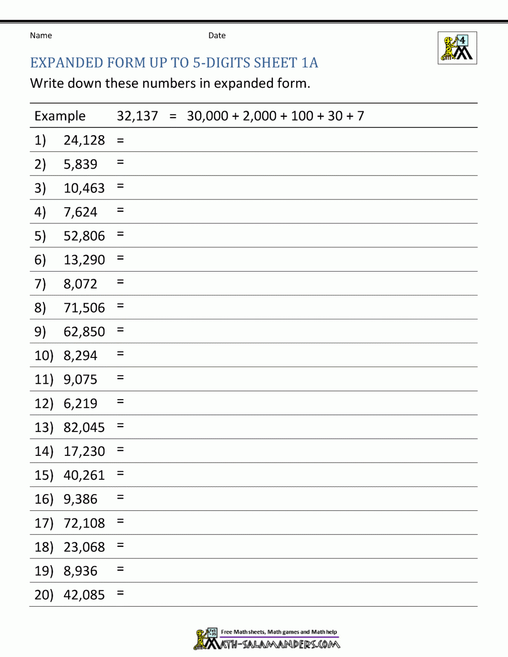 4th Grade Place Value Worksheets