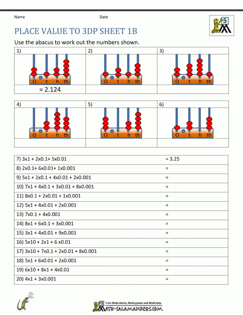 5th Grade Place Value Worksheets 5th Grade Place Value Worksheets