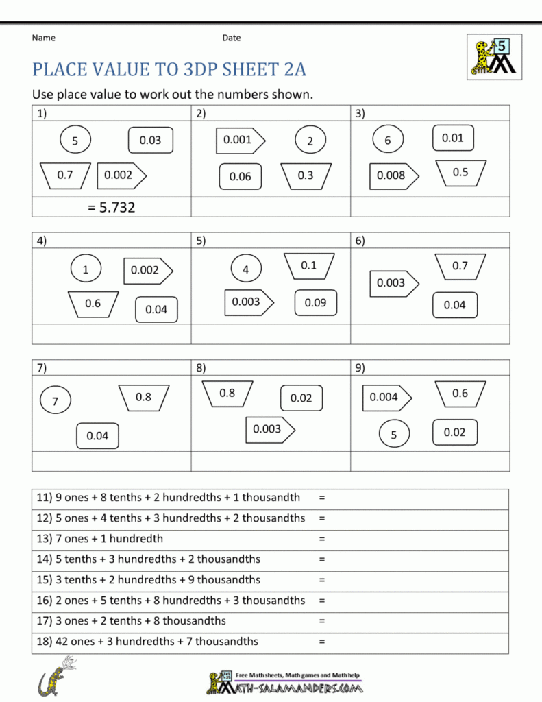 5th Grade Place Value Worksheets 5th Grade Place Value Worksheets