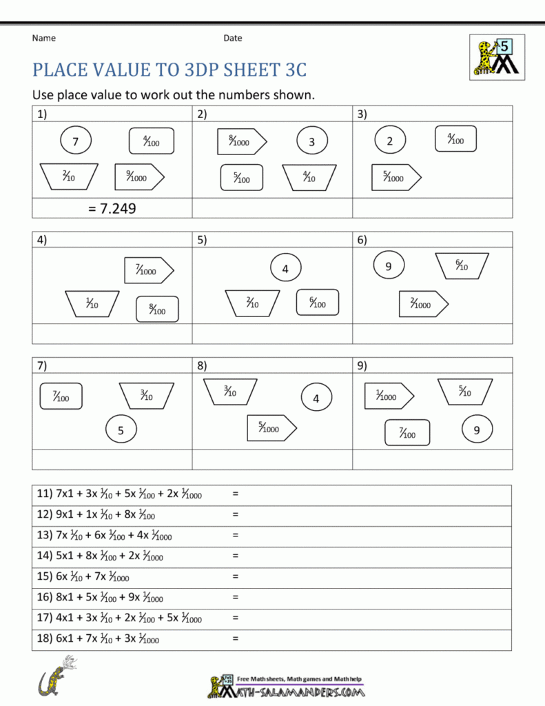5th Grade Place Value Worksheets 5th Grade Place Value Worksheets