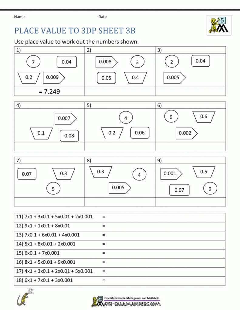 5th Grade Place Value Worksheets
