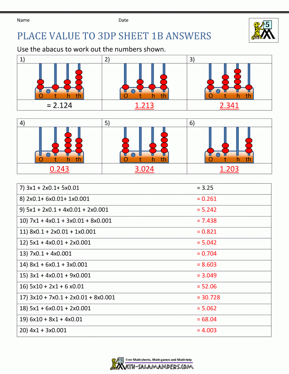5th Grade Place Value Worksheets