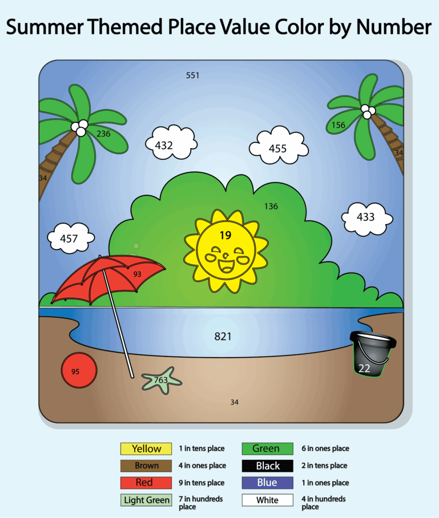 6 Free Place Value Color By Number Worksheets