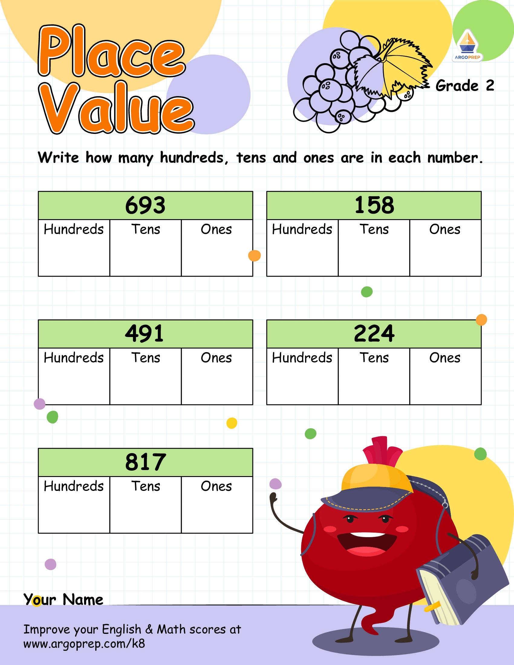 A Grape Place Value Worksheet ArgoPrep