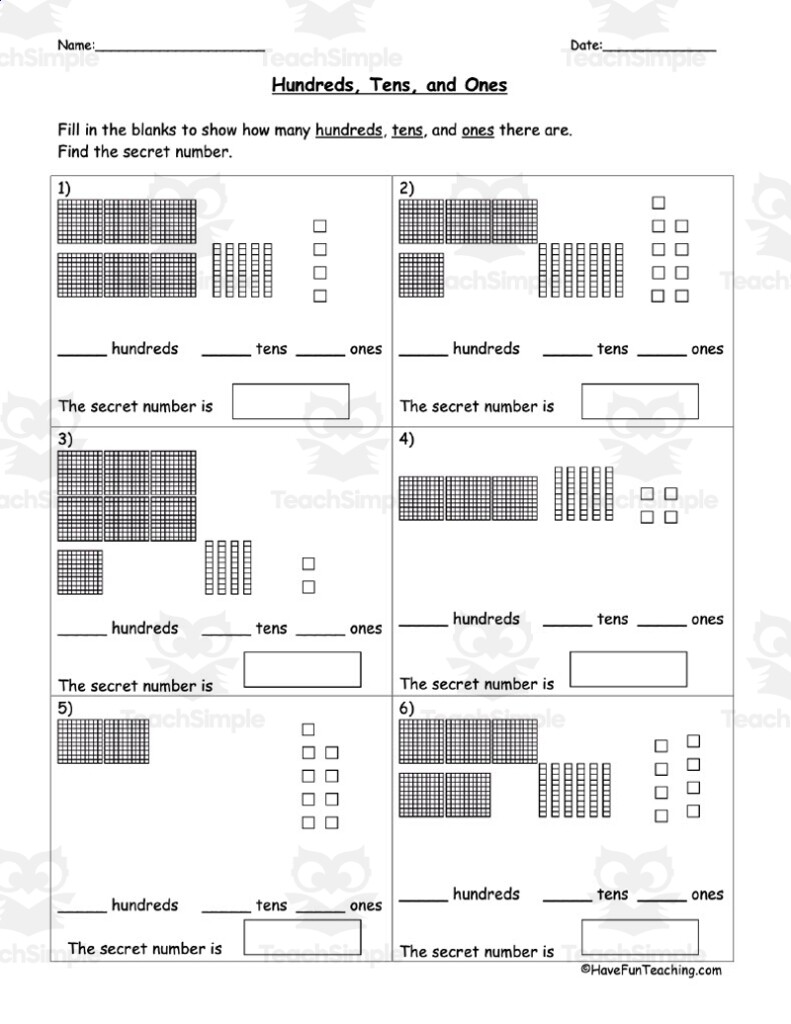 Base 10 Blocks Place Value Worksheet By Teach Simple