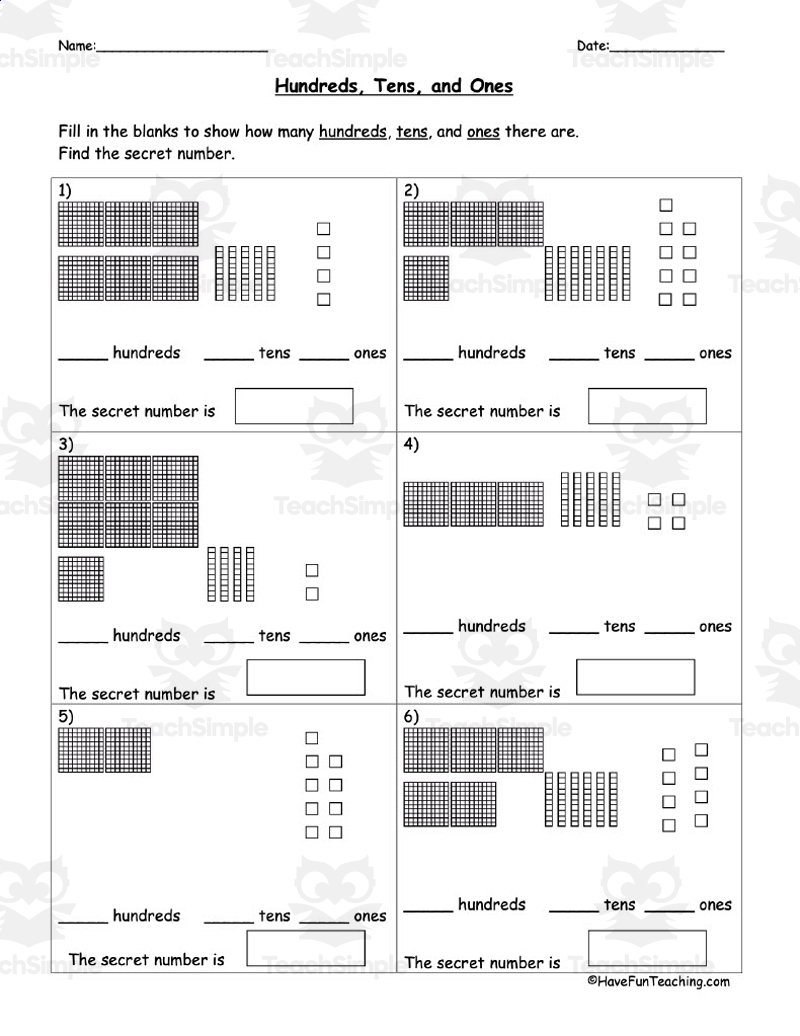 Base 10 Blocks Place Value Worksheet By Teach Simple