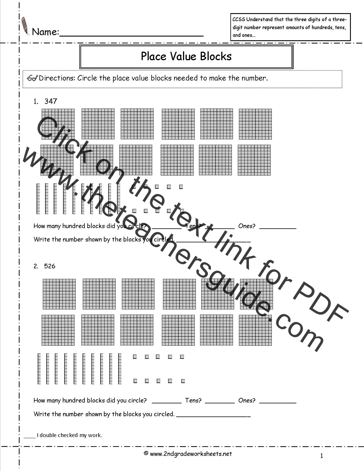 CCSS 2 NBT 1 Worksheets Place Value Worksheets