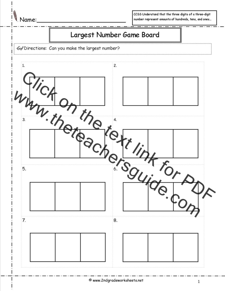 CCSS 2 NBT 1 Worksheets Place Value Worksheets 