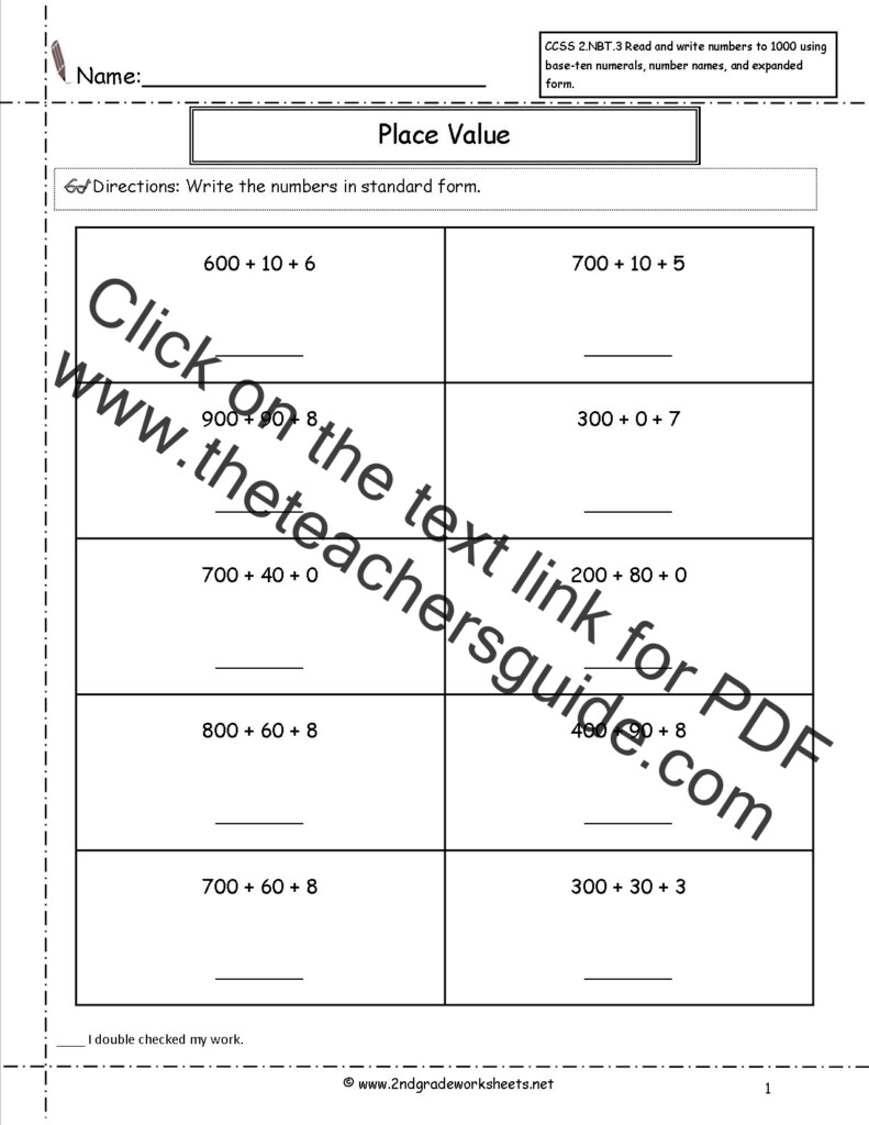 CCSS 2 NBT 3 Worksheets Place Value Worksheets Read And Write Numbers