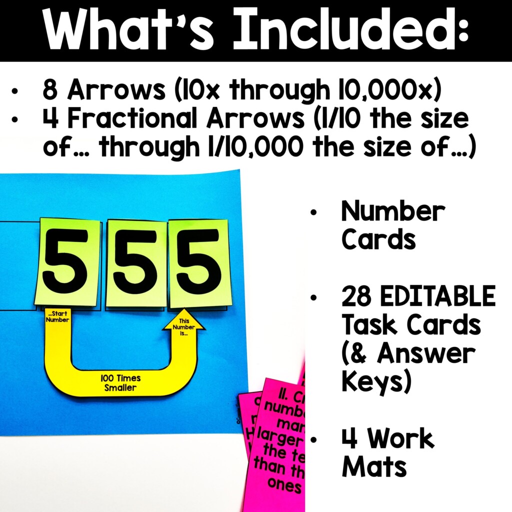 Comparing Place Value Of Multi Digit Numbers Decimals 4 NBT 1 5 NBT 1 Hands On Arrows And Task Cards Thrifty In Third Grade
