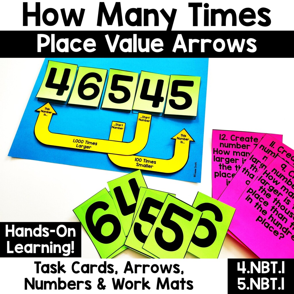 Comparing Place Value Of Multi Digit Numbers Decimals 4 NBT 1 5 NBT 1 Hands On Arrows And Task Cards Thrifty In Third Grade