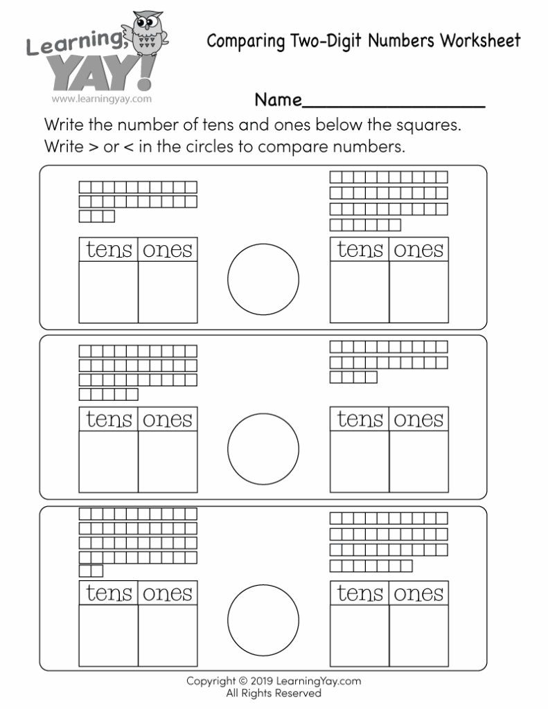 Comparing Two Digit Numbers Free 1st Grade Math Worksheet Comparing Two Digit Numbers Free 1st Grade Math Worksheet