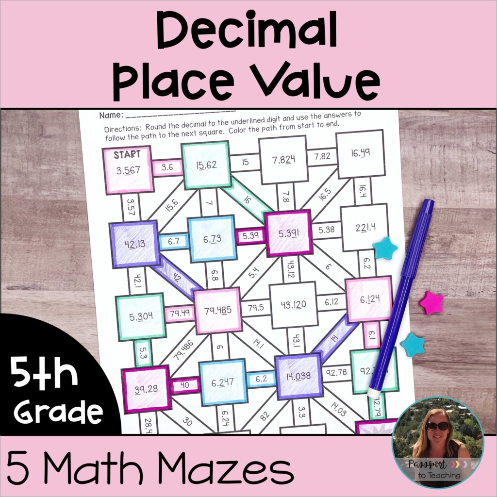 Decimal Place Value Math Maze Worksheets 5th Grade Made By Teachers