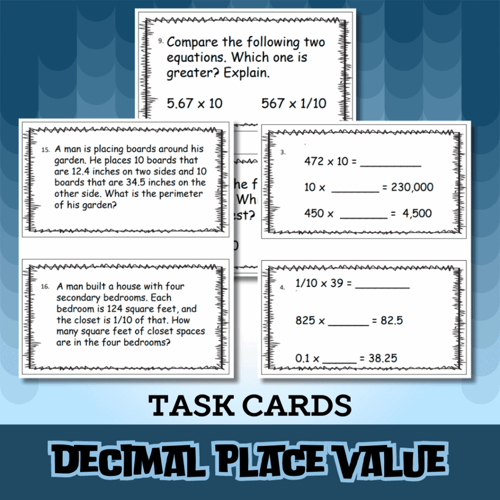 Decimal Place Value Task Cards Activities Free Printable