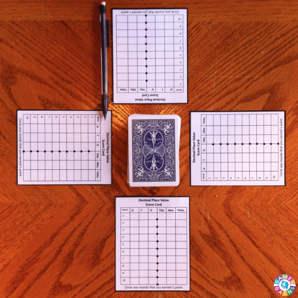 Decimal Place Value With Playing Cards Games 4 Gains