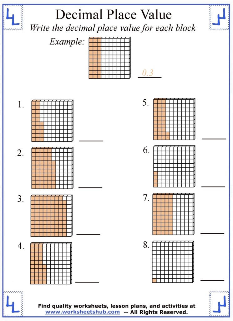 Decimal Place Value Worksheets