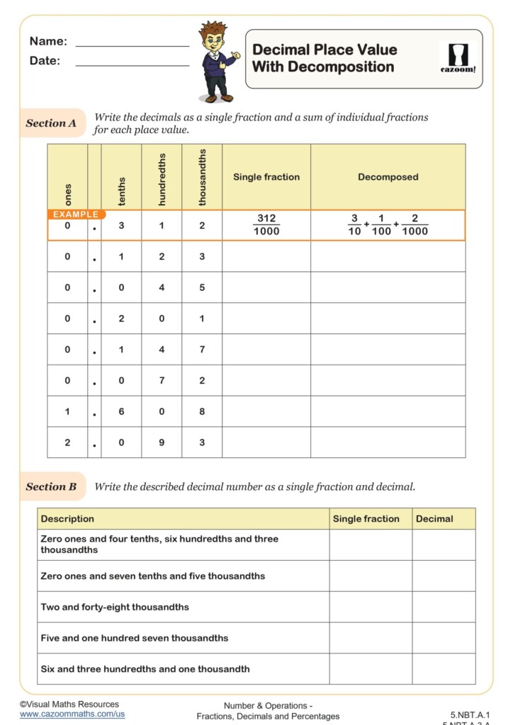 Decimal Place With Decomposition Worksheet Fun And Engaging 5th Grade Number Operations Worksheet Cazoom Math Decimal Place With Decomposition Worksheet Fun And Engaging 5th Grade Number Operations Worksheet Cazoom Math