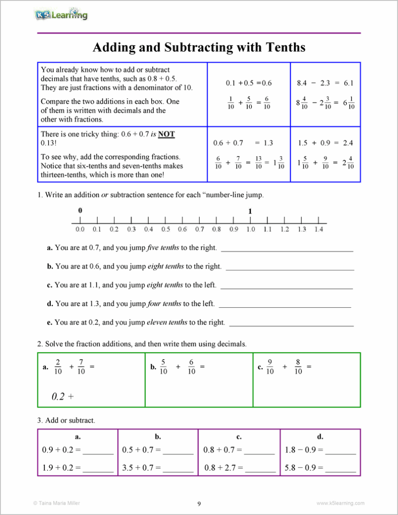Decimals Workbook For Grades 3 4 K5 Bookstore