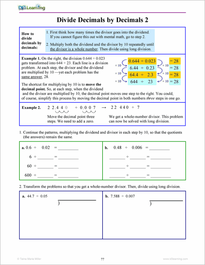 Decimals Workbook For Grades 5 6 K5 Bookstore