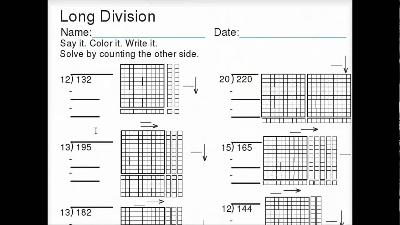 Division With Base 10 Blocks