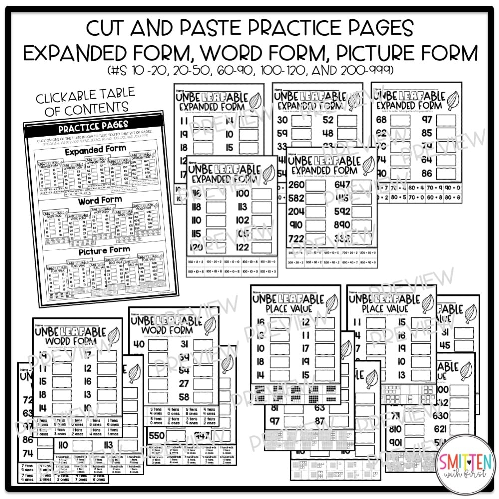 Fall Place Value Activities Smitten With First